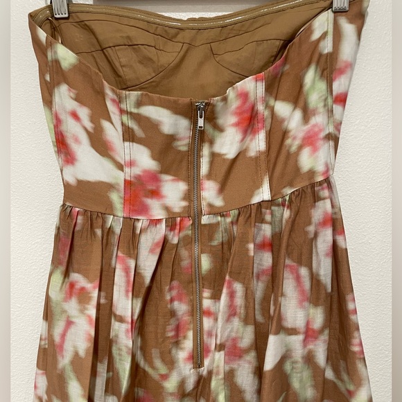 Bardot Lola Corset Strapless Floral Dress in Pink and Cream - Picture 6 of 8